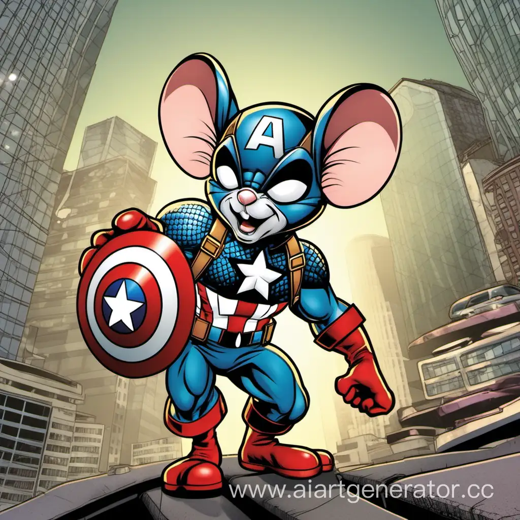 Персонаж мультсериала mouse Brain в образе героя марвел капитан Америка