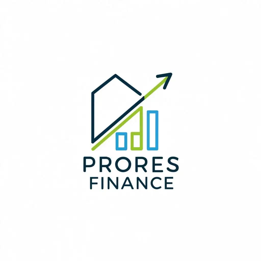a logo design, with the text Prores Finance, main symbol:combines an abstract house with a stock graph to emphasize Property Trades, Minimalistic, to be used in Finance industry, clear background, change the blue color. change the blue color in the logo to silver color