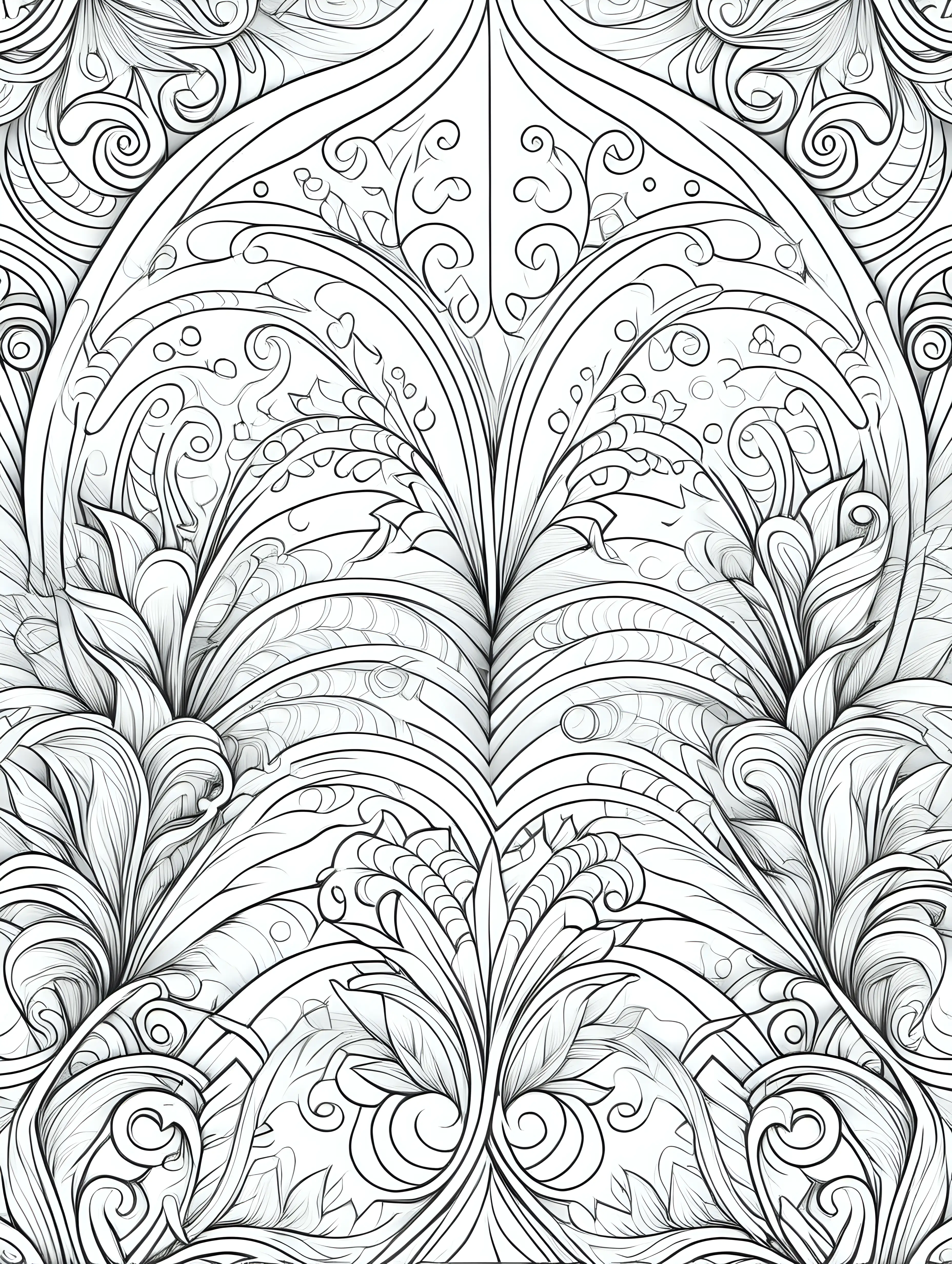 Enchanting Seamless Magical Pattern for Adult Coloring Book