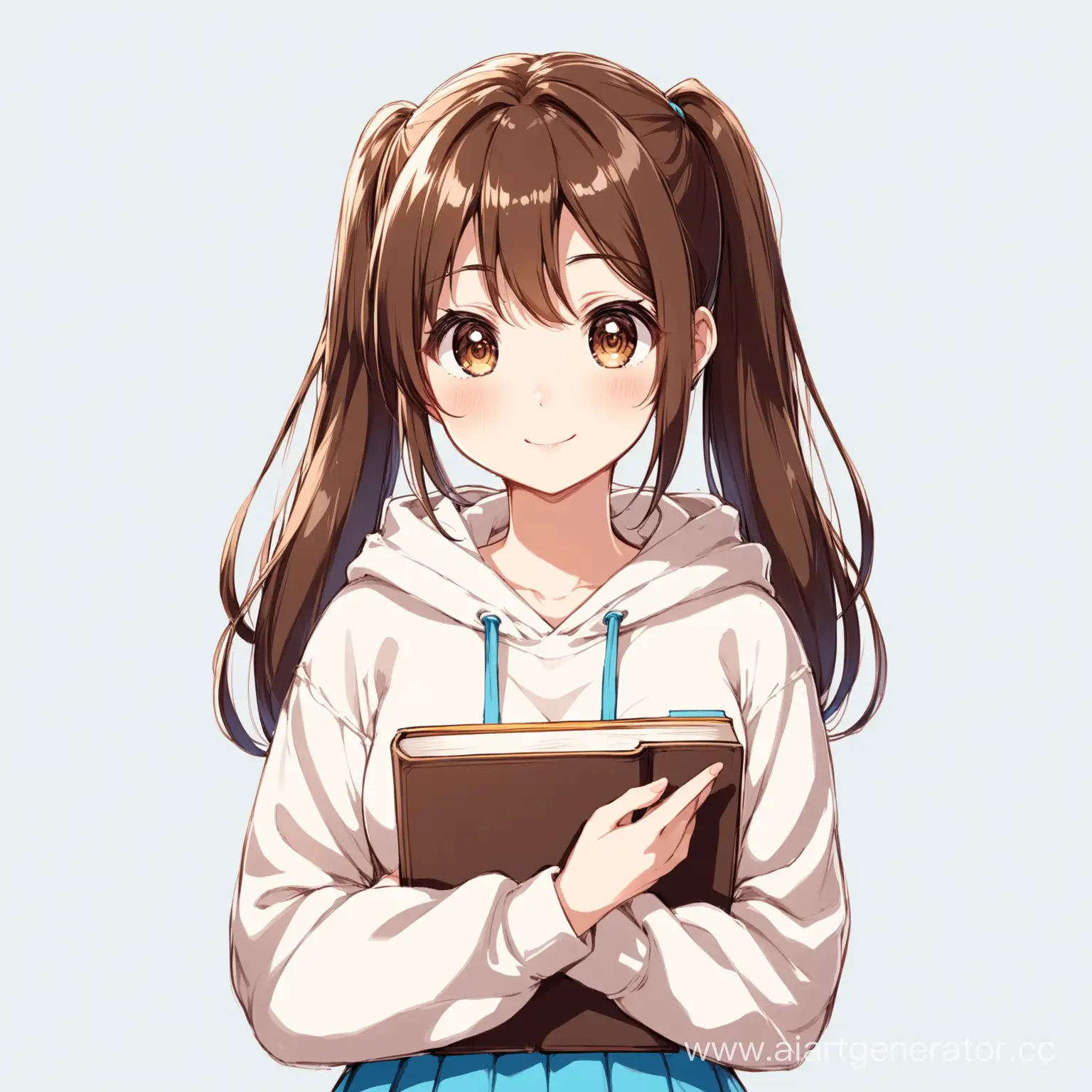 Cute-Anime-Woman-with-Ponytails-Holding-Book