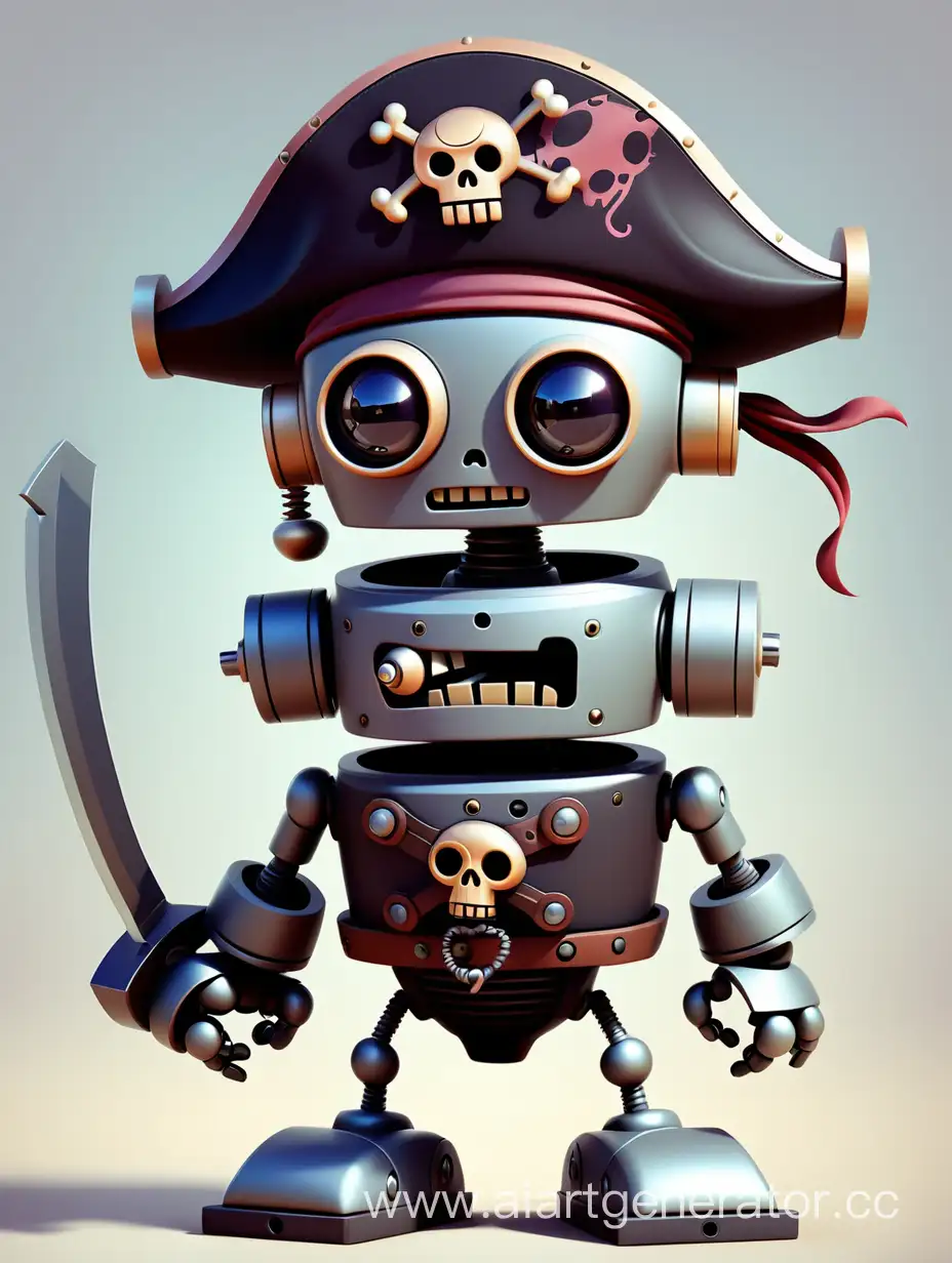 Мультяшный маленький робот подобный пирату.