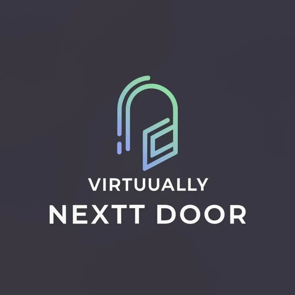 a logo design,with the text "Virtually Next Door", main symbol:door,Minimalistic,clear background