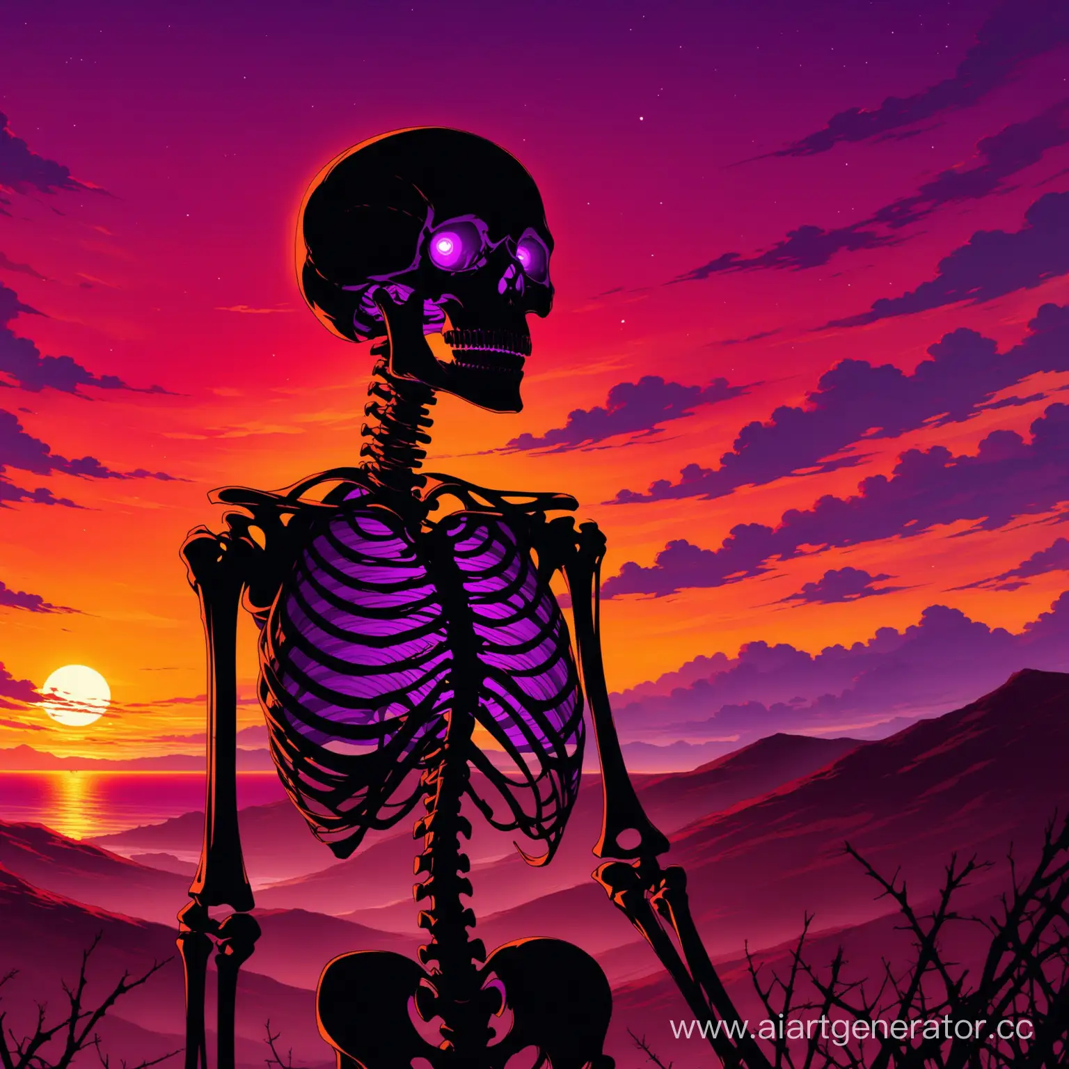 Skeleton-with-Purple-Eyes-at-Crimson-Sunset