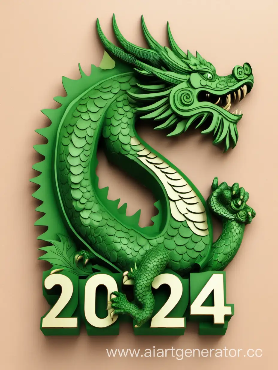 С новым годом зеленый деревянный дракон 2024
