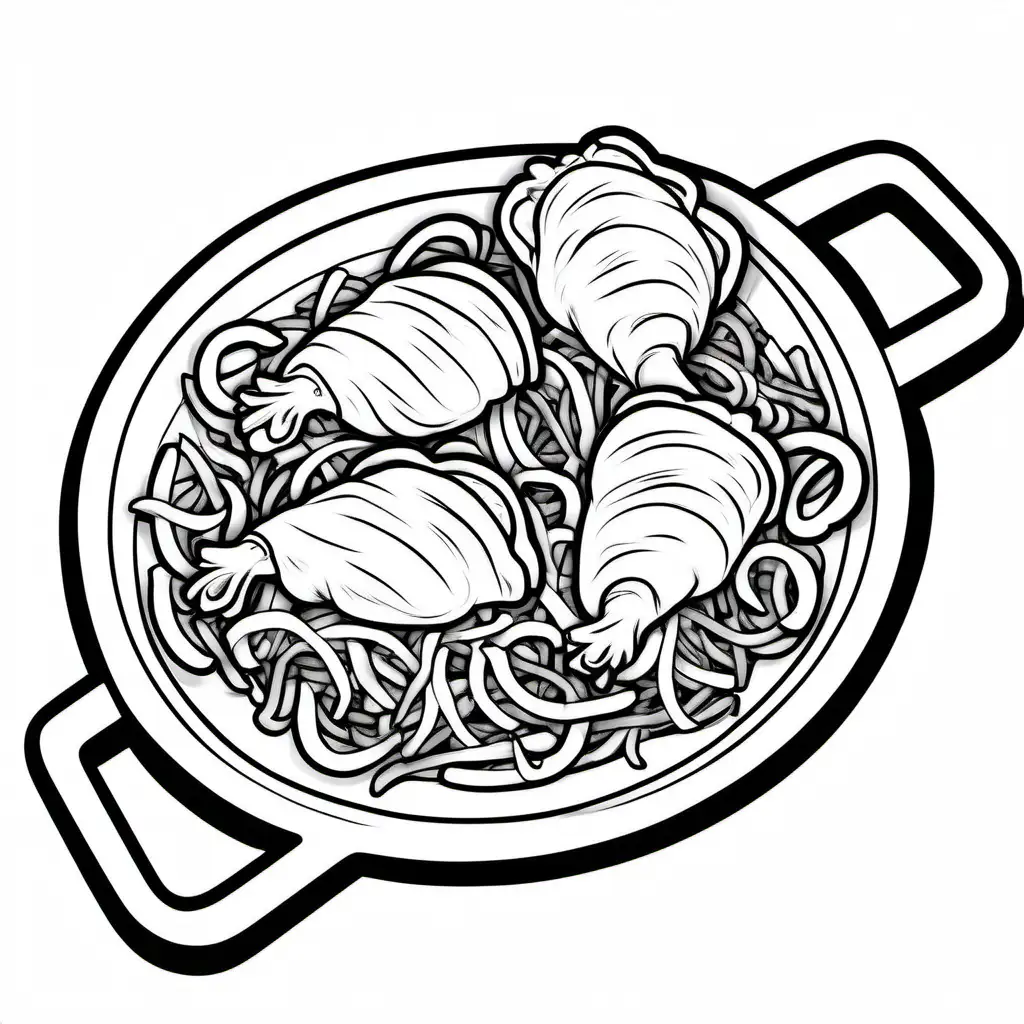 Simple-and-Easy-Chicken-Fajitas-Coloring-Page-Bold-Line-Art-on-White-Background
