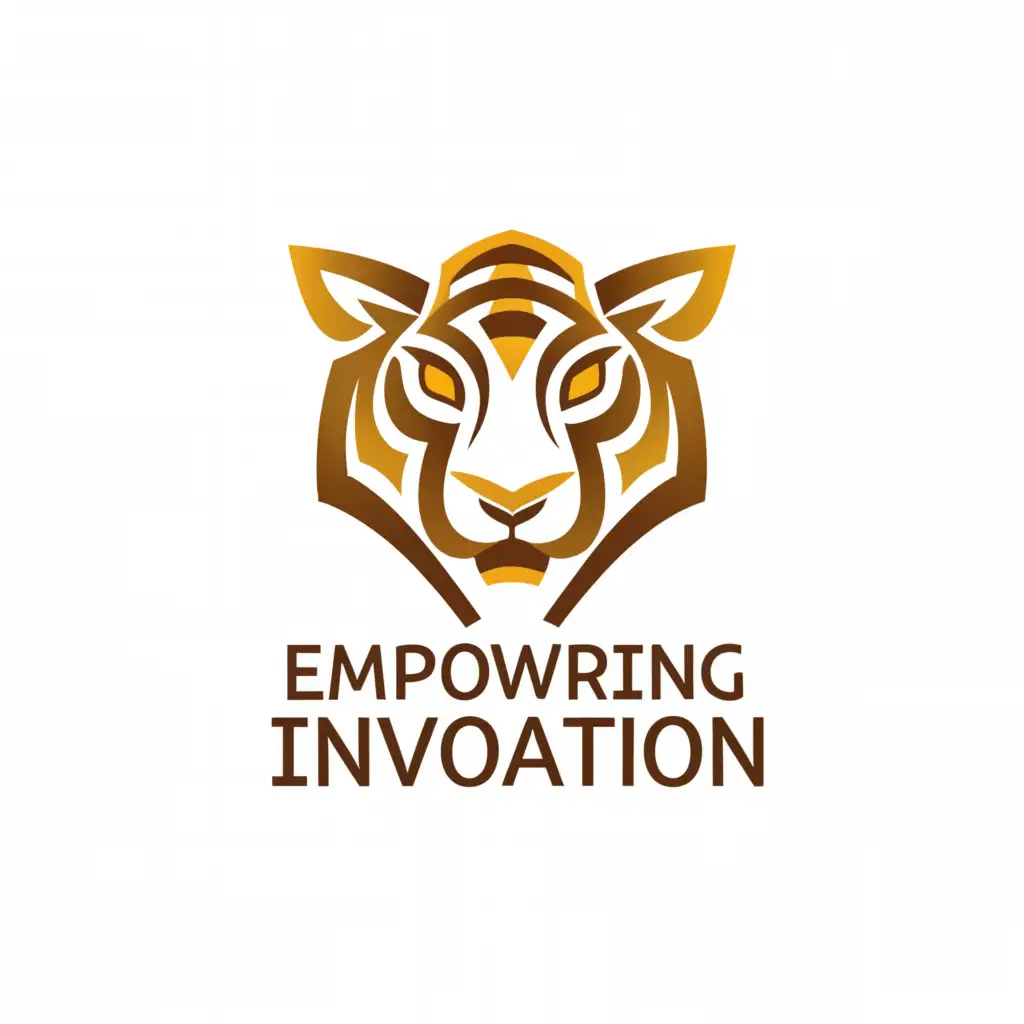 a logo design,with the text "Empowering innovation ; Embracing change", main symbol:tiger,Moderate,clear background