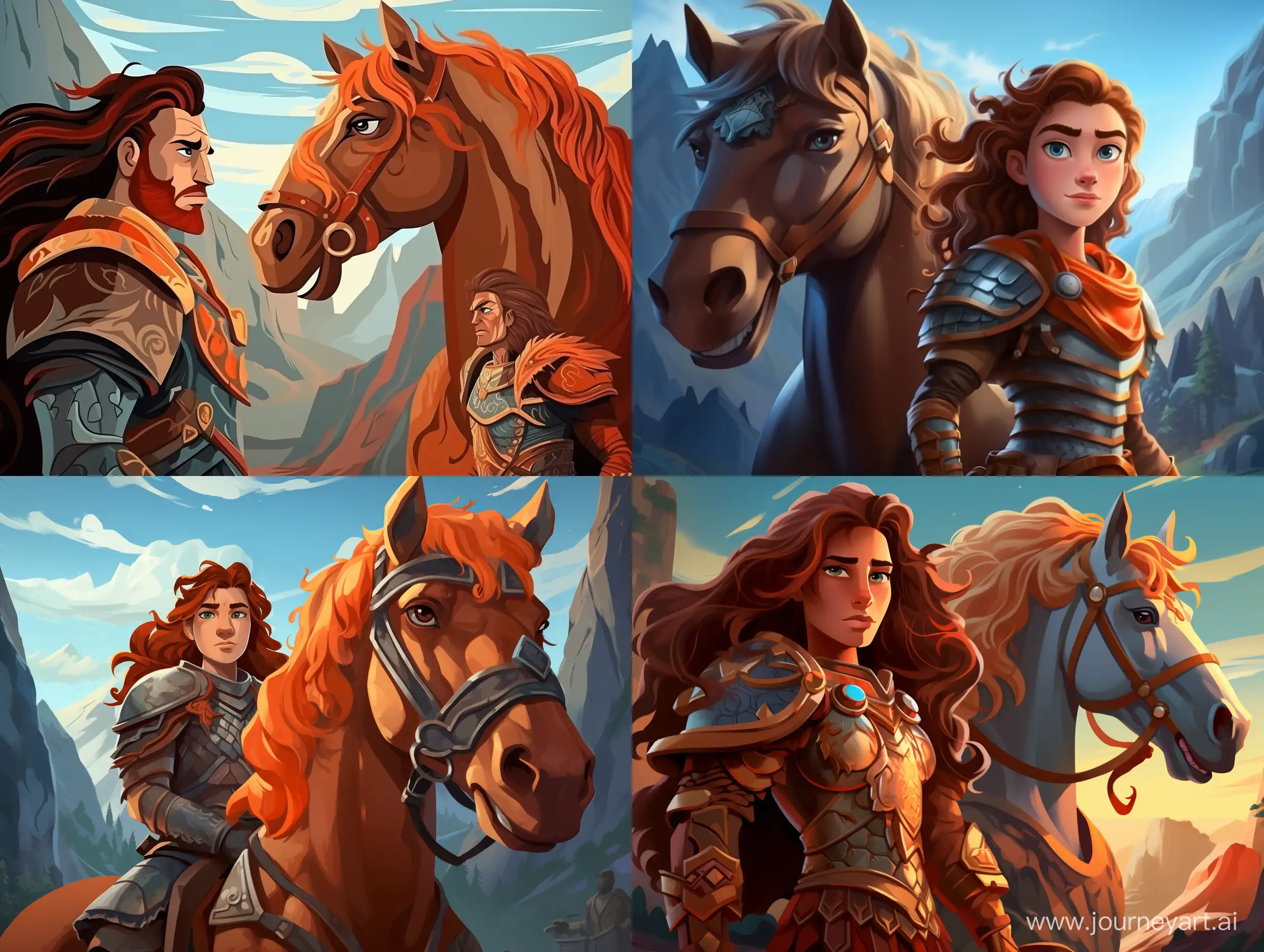 Courageous-Warrior-and-Loyal-Steed-in-PixarStyle-Mountain-Portrait