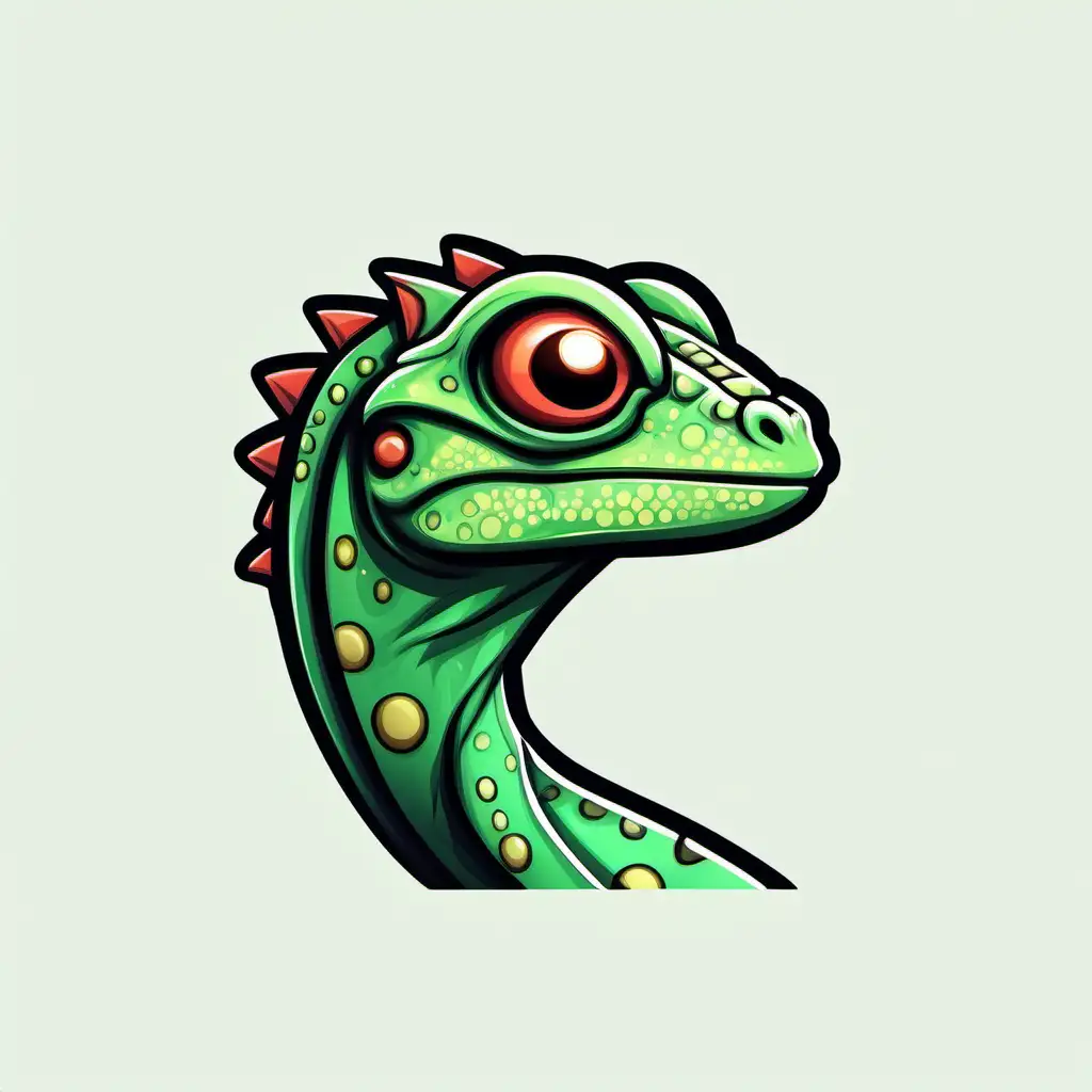 Cartoon Lizard Icon on White Background