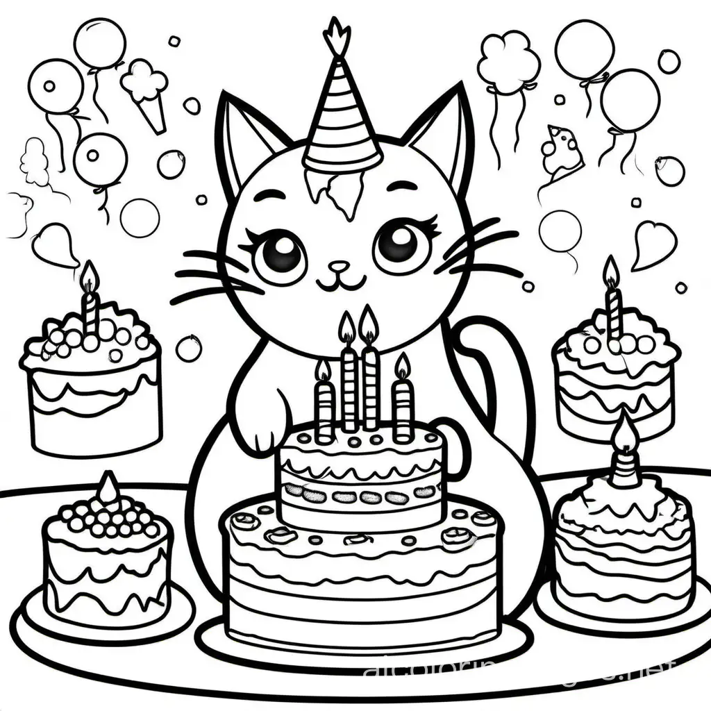Playful-Cat-and-Birthday-Cake-Coloring-Page-for-Kids