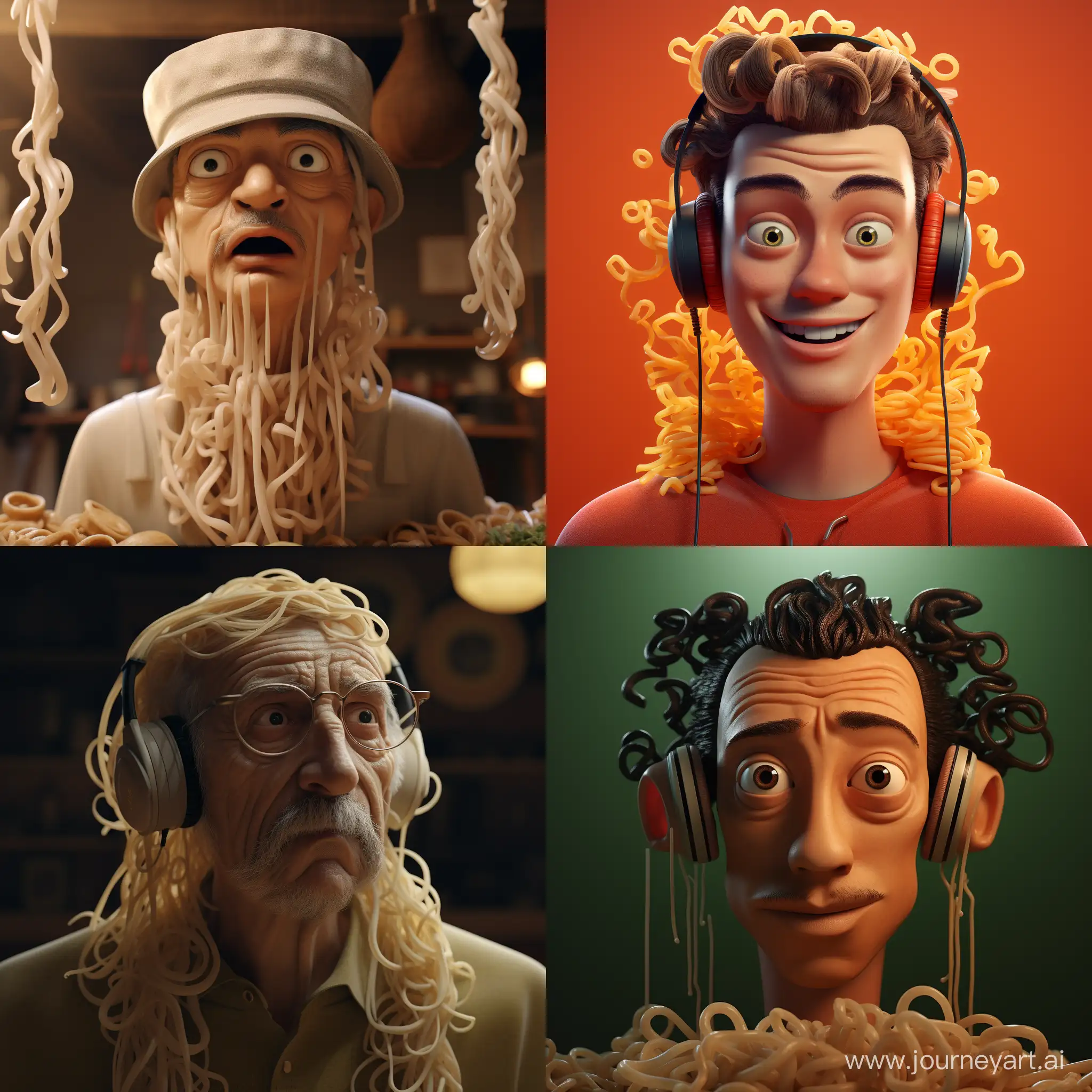 Playful-3D-Animation-Man-Wearing-Noodles-as-Earrings