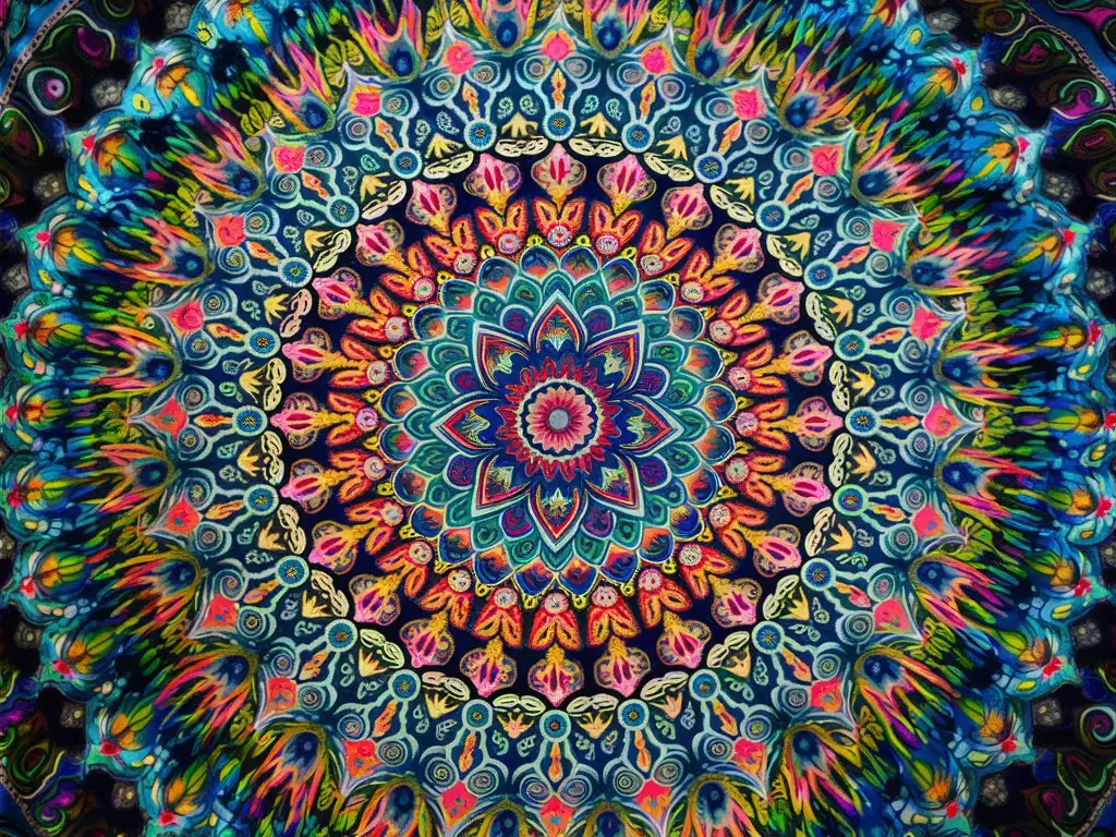 Vibrant Boho Hippie Mandala Polyester Tapestry