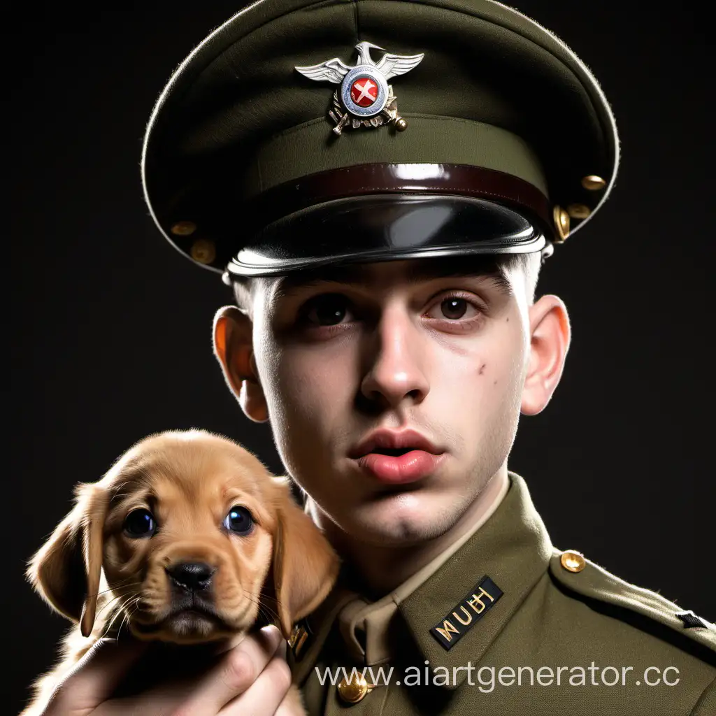 Enigmatic-Soldier-with-Expressive-Features-and-Loyal-Canine-Companion