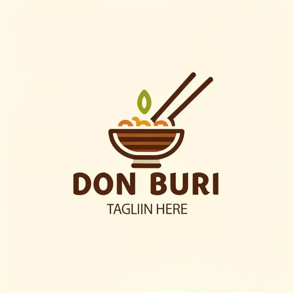 a logo design,with the text "Don Buri", main symbol:beef on rice,Moderate,clear background