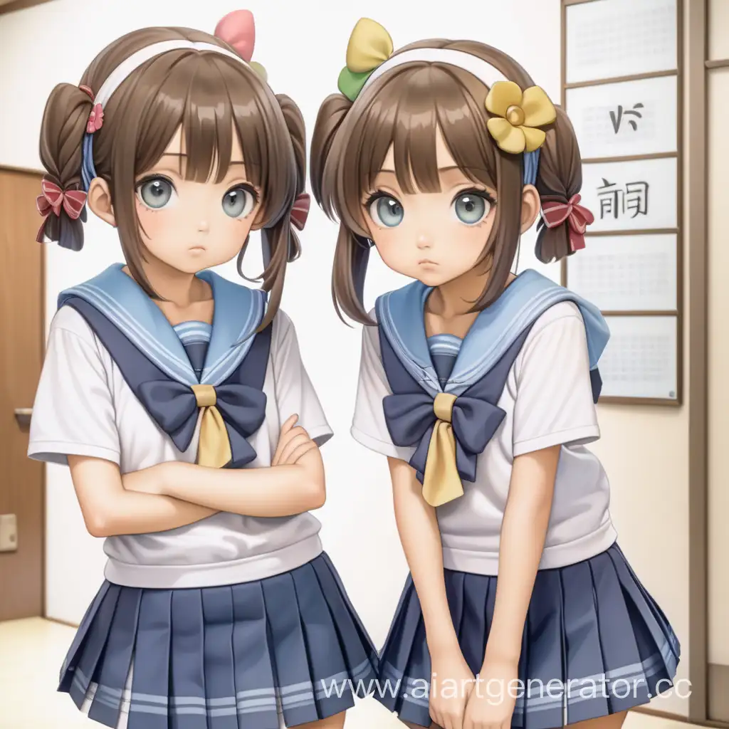 Japanese-Schoolgirl-with-Cute-Outfit-and-Twin-Buns-Looking-Forward