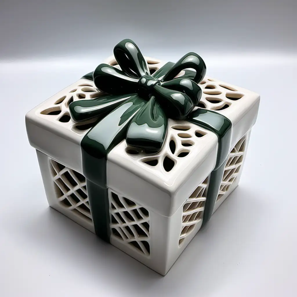 Elegant Square Ceramic Gift Box with Bow Decoration