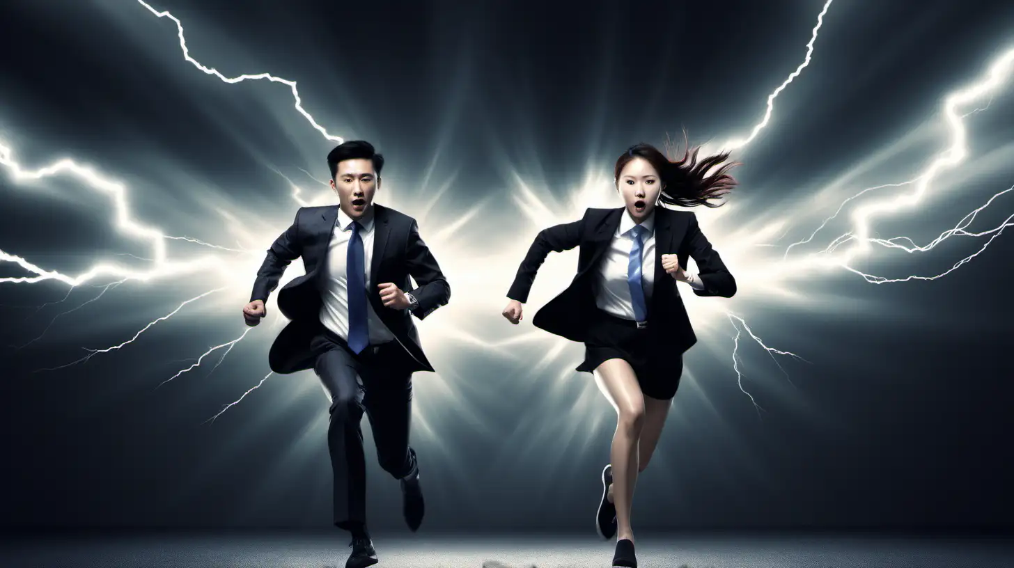 run for excellence, banker, suit, 5, black, korea, background lightning, motivate, inspire, woman, man, speed, real, together

