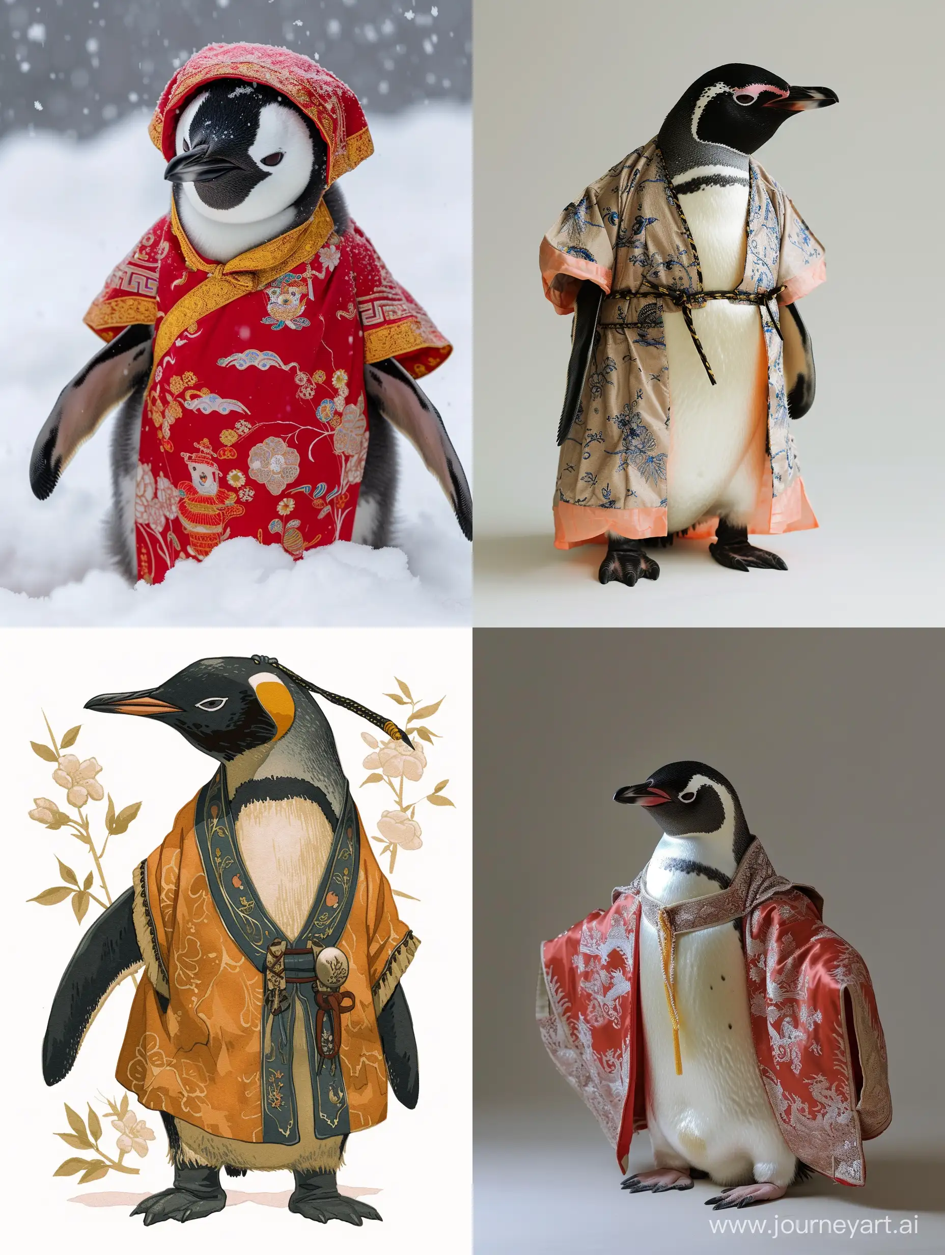 пингвин в китайской народной одежде