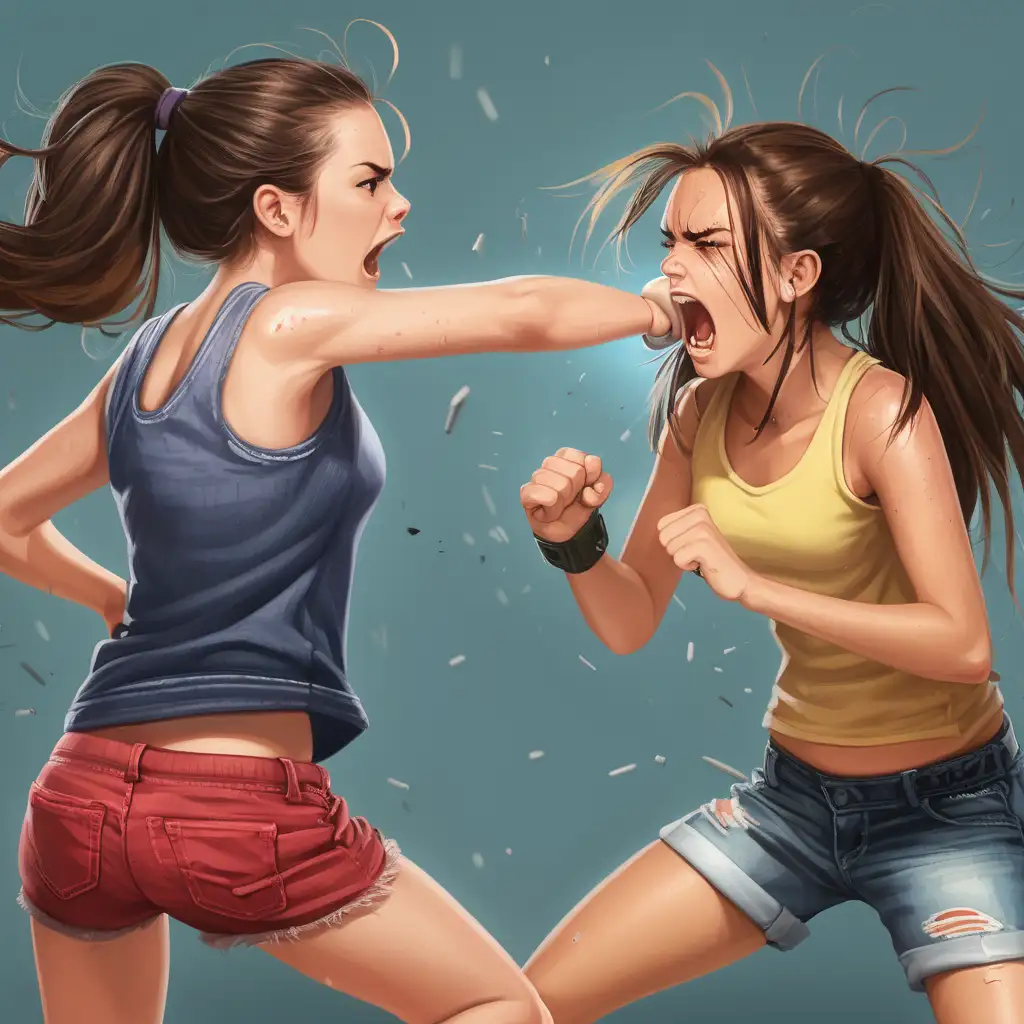 Girls Engage in Animated Argument for Attention in Front of Boyfriends