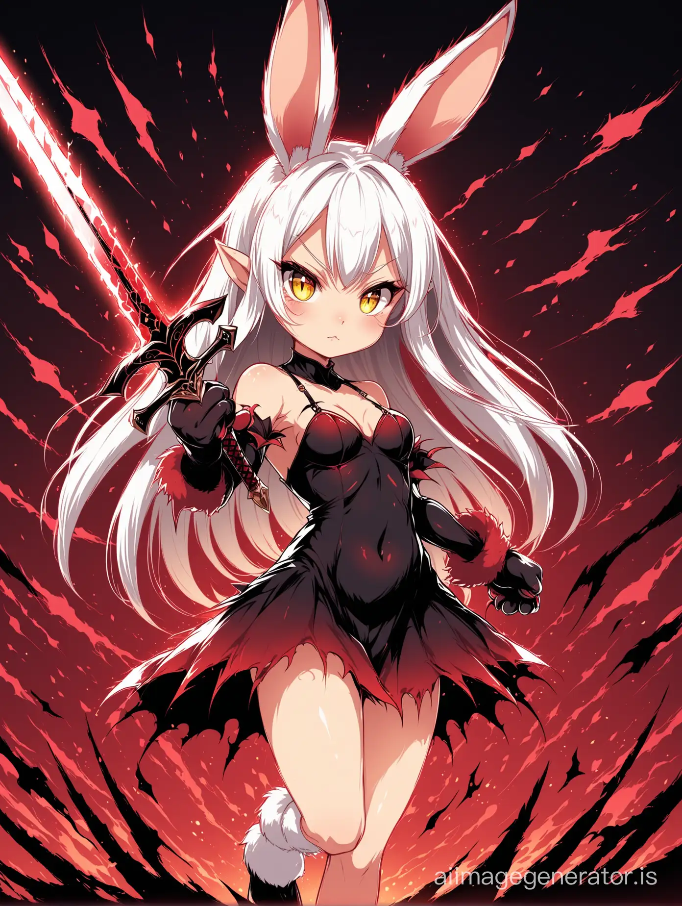 Fantasy-Illustration-Demonic-Rabbit-Girl-with-Sword-in-Paw
