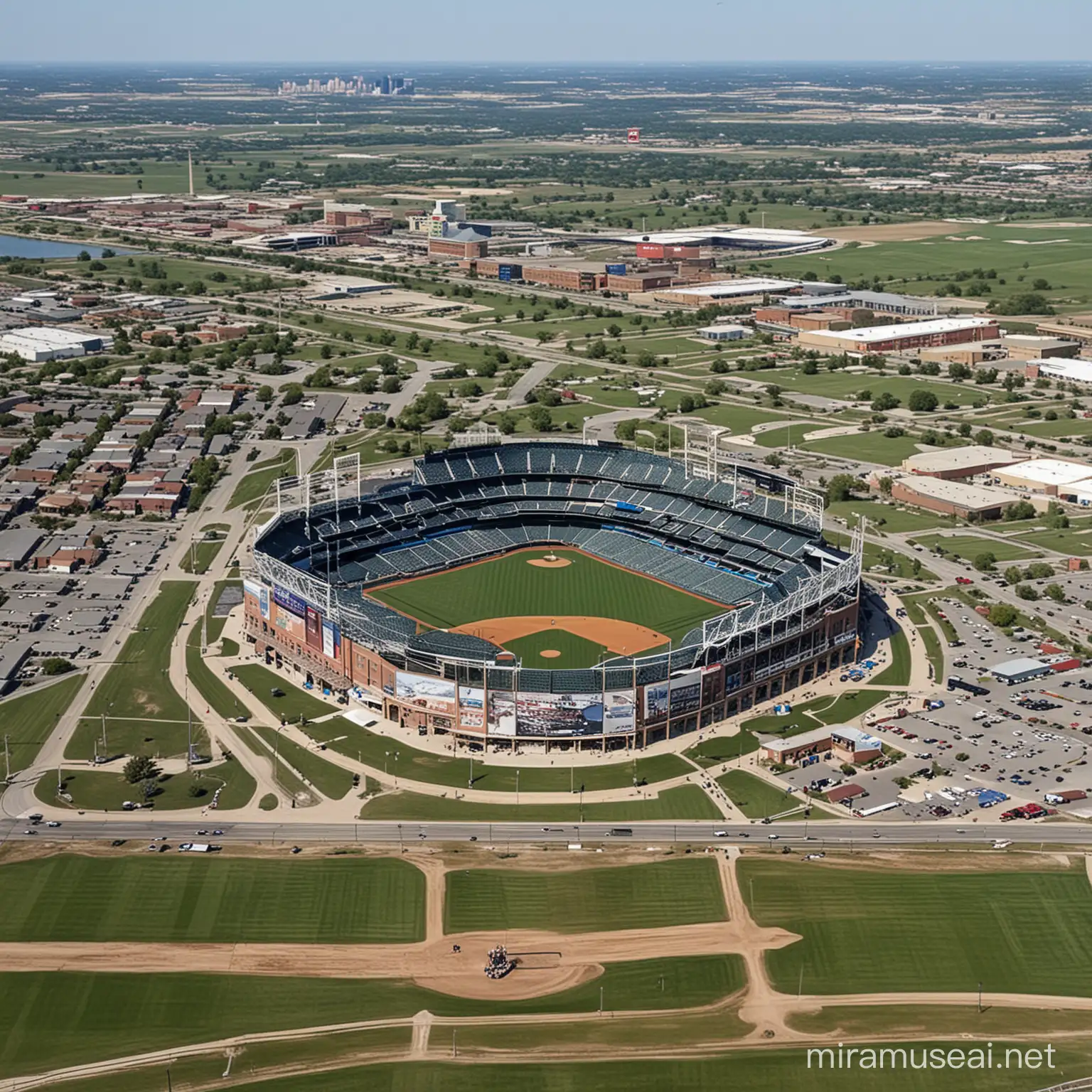 MLB baseball stadium, in the skyline of Spring Hill Kansas