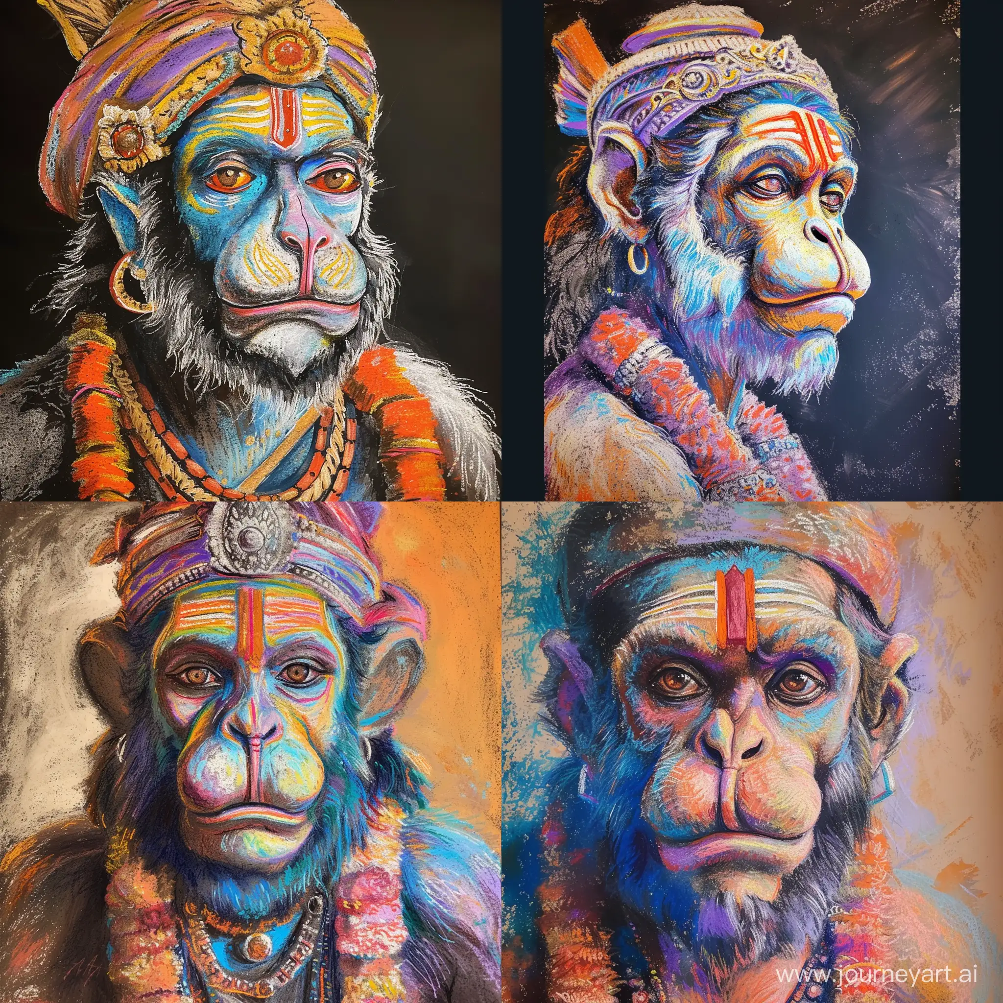 Create Portrait of Panchmukhi Hanuman in Pastel colors
