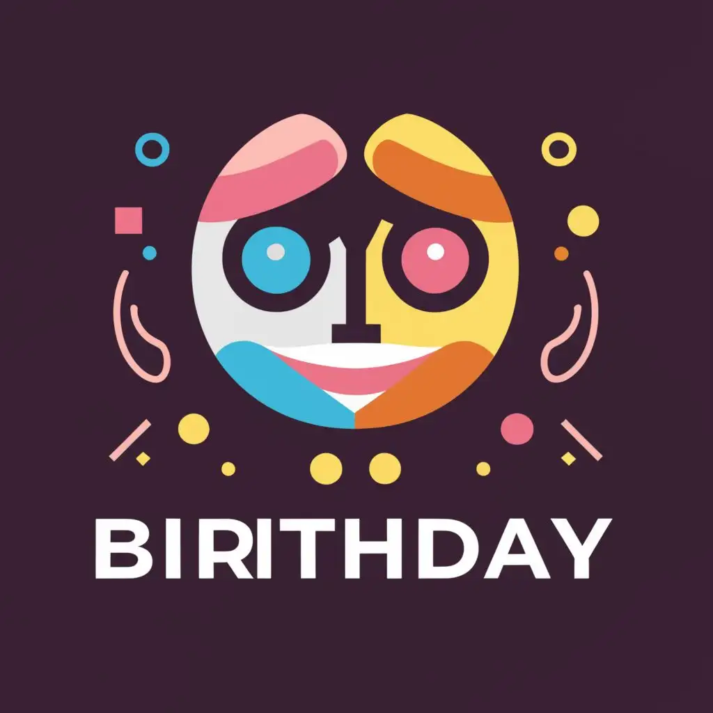 LOGO-Design-for-Birthday-Abstract-Face-Symbol-on-Clear-Background