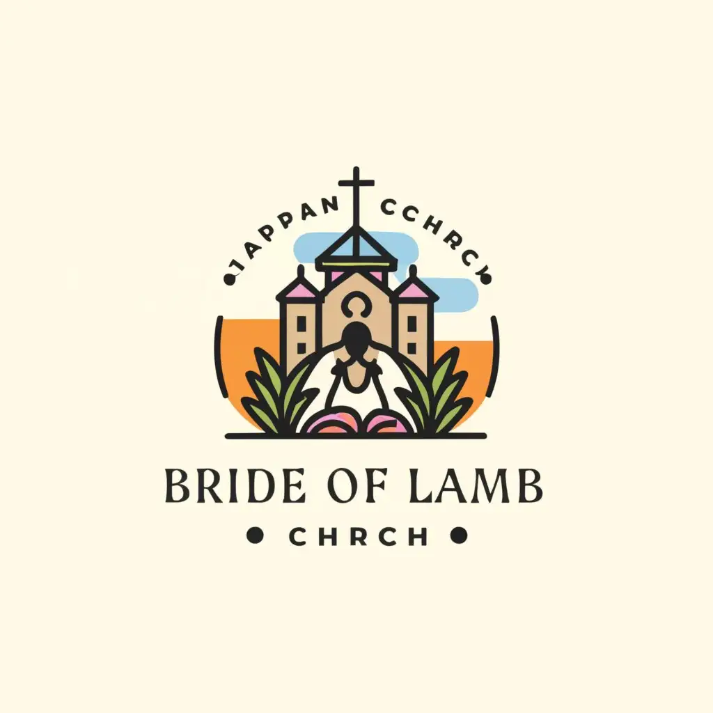 a logo design with the text 'Bride of Lamb Church', main symbol: church with cross and bride and Lamb, Moderate, be used in Religious industry, clear background