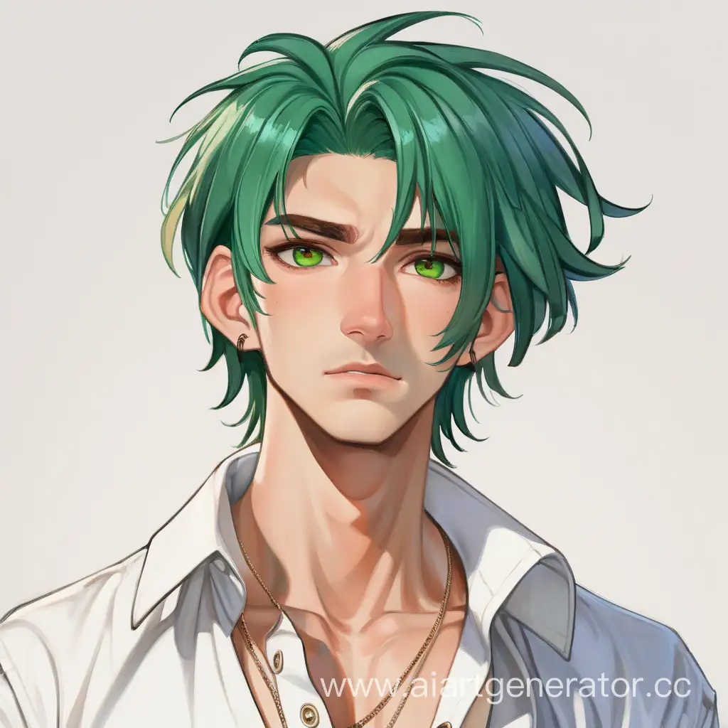 Stylish-Man-with-Unique-Green-Hair-and-Casual-White-Ensemble
