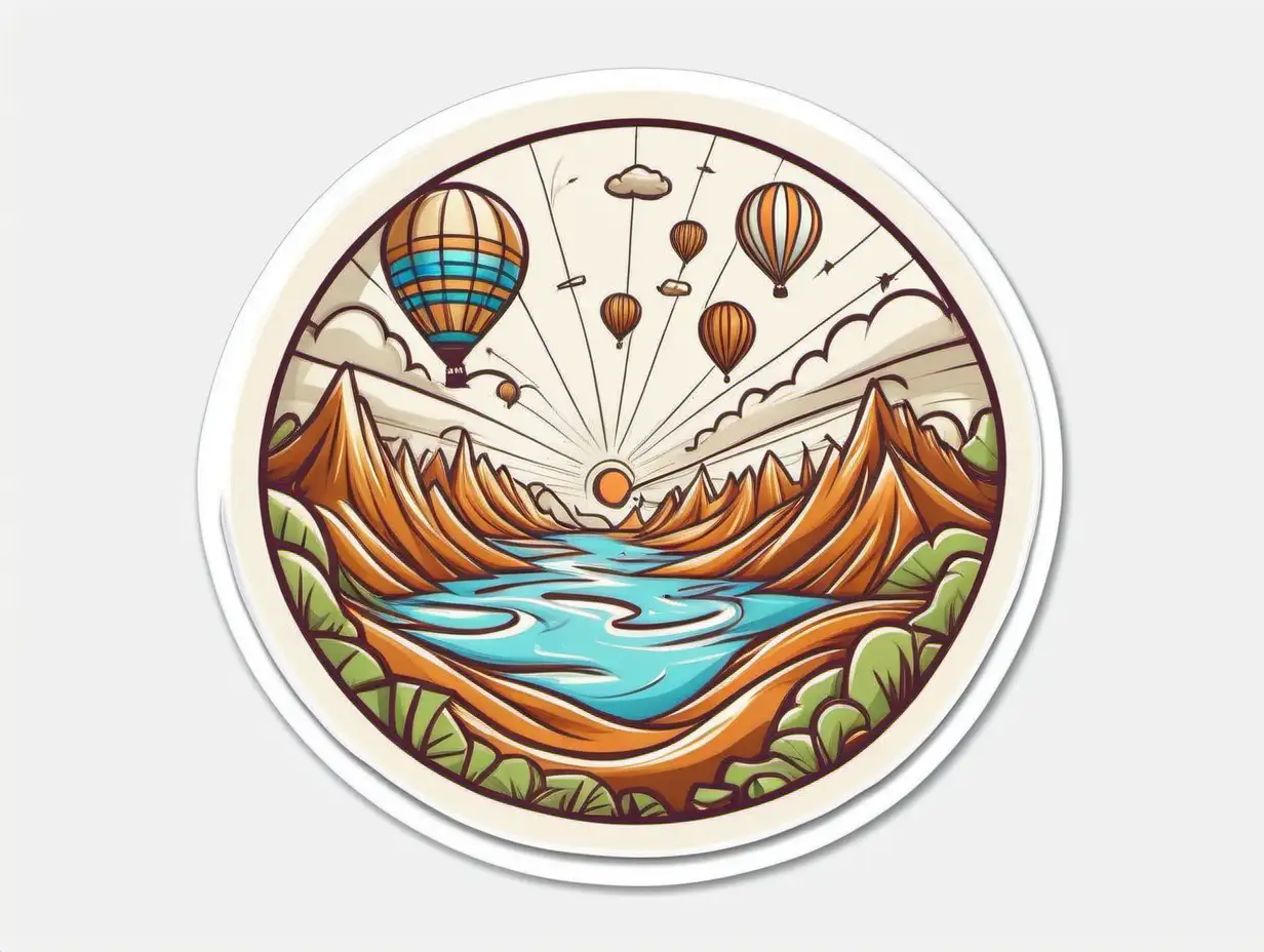 Exhilarated Travel Sticker in Earthy Kinetic Art Style