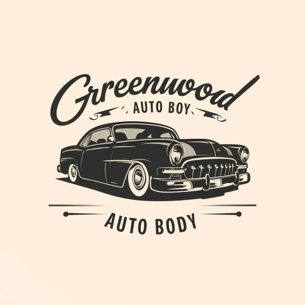 logo, Car, with the text "Greenwood Auto Body", typography, be used in Automotive industry