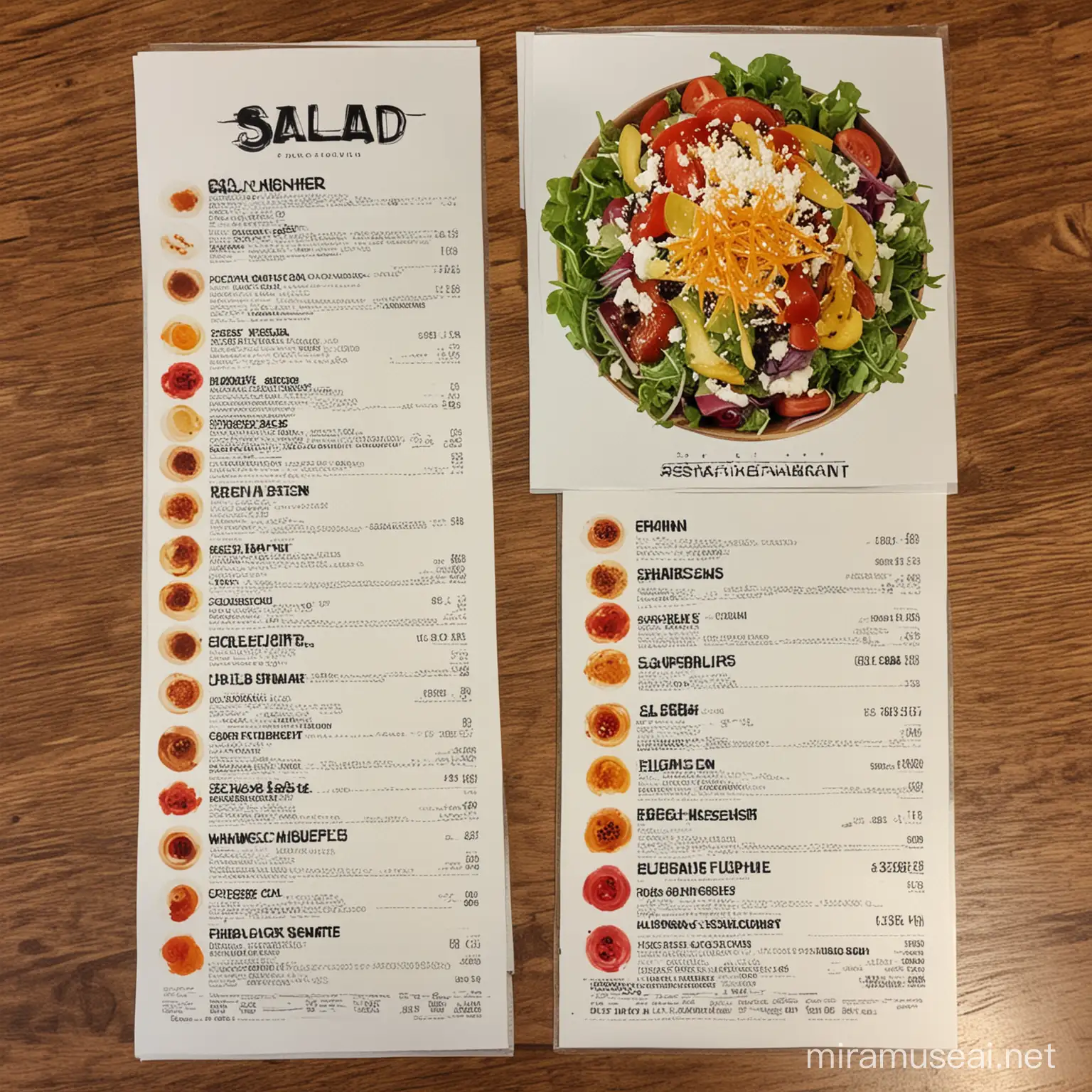 Salad and Cocaine restaurant menu items 