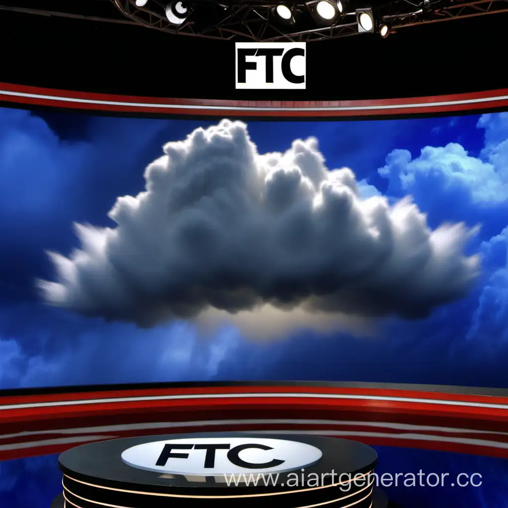 Молодёжный телеканал, в телестудии, выпуск новостей, логотип- грозовое облако с надпесь FTC.