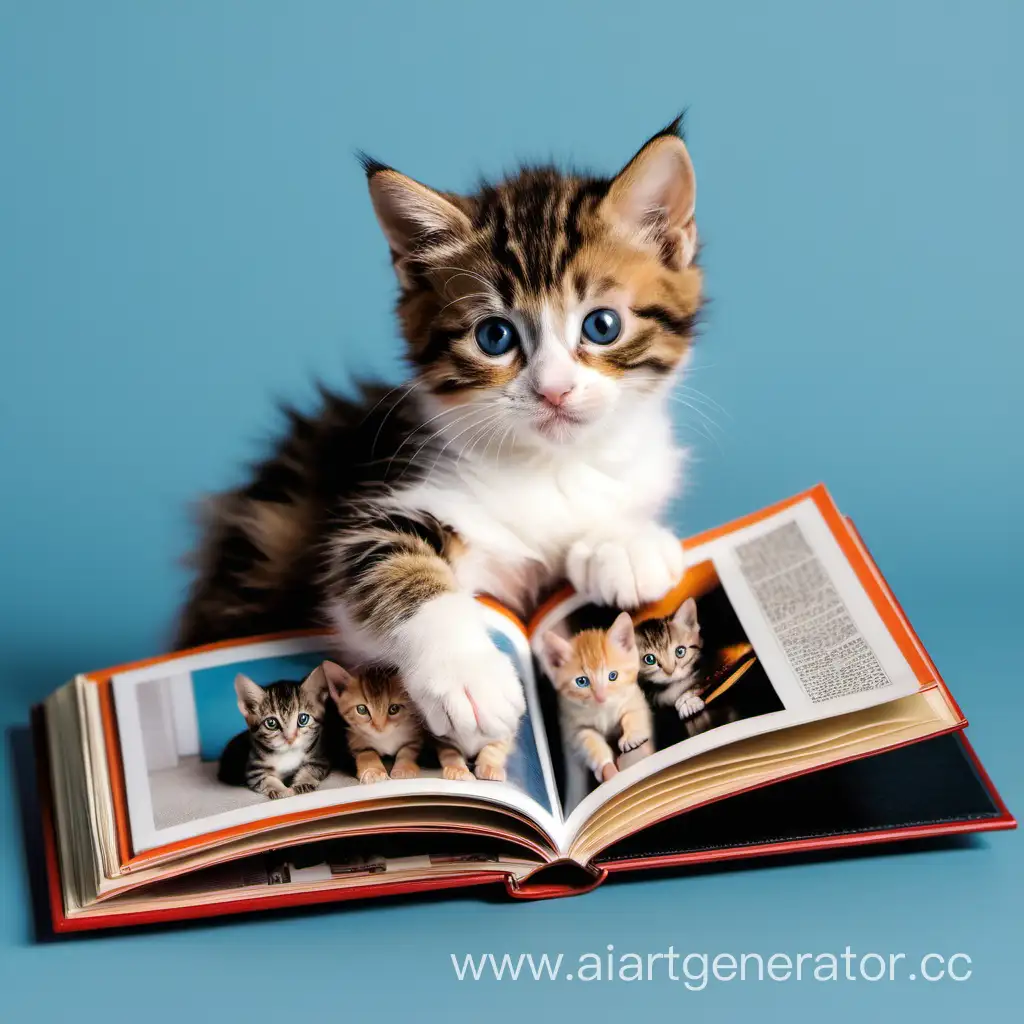 Adorable-Cat-Showcasing-Family-Photo-Album-with-Cute-Kittens