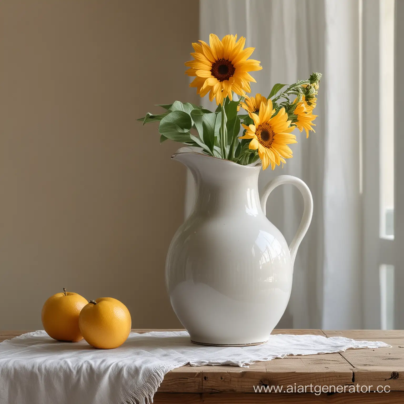 Pitcher-on-Table-Rustic-Kitchen-Decor-with-Vintage-Water-Jug