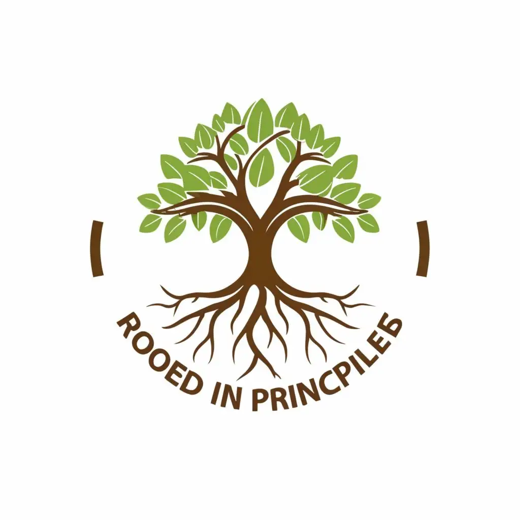 logo, Tree with Roots, with the text "Rooted in Principles", typography, be used in Home Family industry