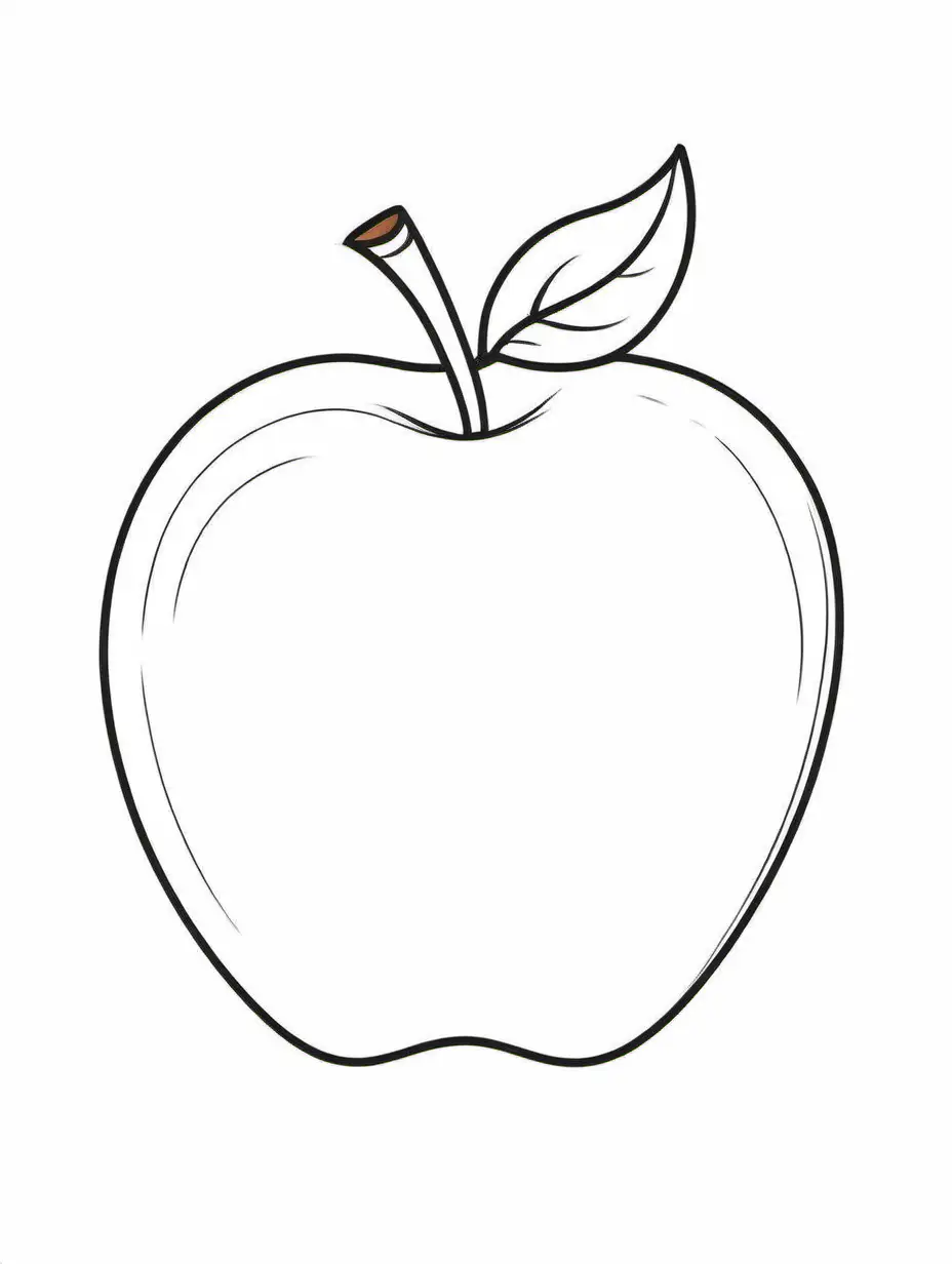 children's color page,  apple in the shape  of an A