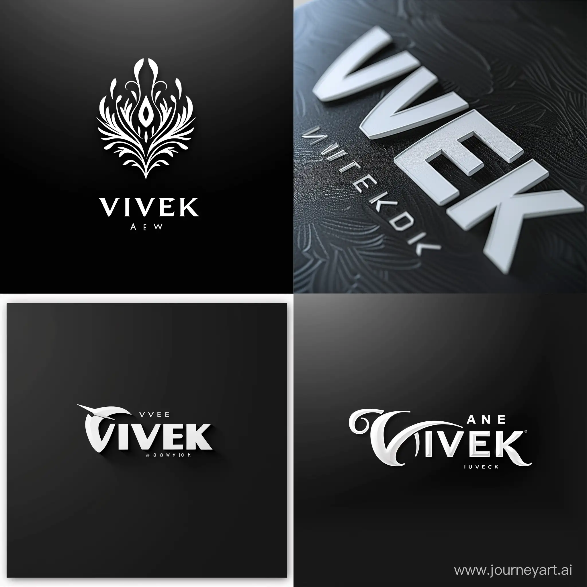 make a beautifull logo  name "  Vivek "  black bg, white logo
