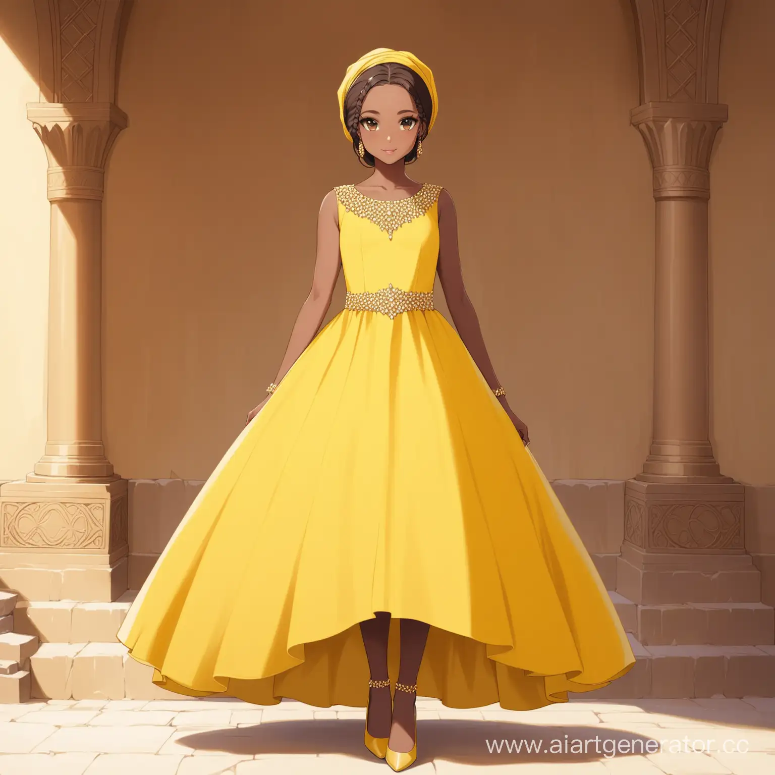 Elegant-Yellow-Dress-with-Iconic-Simplicity-and-Stone-Embellishments