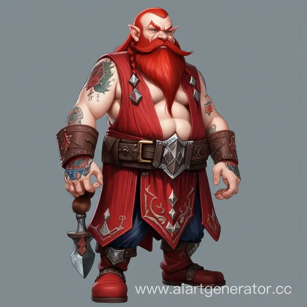 Red-BareChested-Dwarf-Wizard-with-Tattoos-Casting-Spell