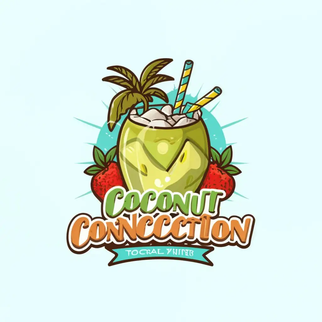 Design a logo for a brand named Coconut Concoction, specializing in tropical fruit juices mixed with tender coconut water. The brand aims to evoke a sense of freshness, health, and tropical paradise. ...,Moderate,clear background