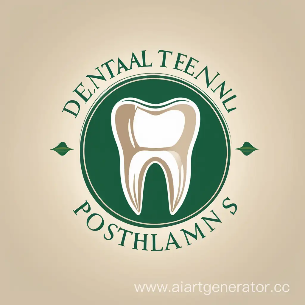 Логотип, Зубной техник, зубные протезы, имланты, зелёный, бежевый, белый
