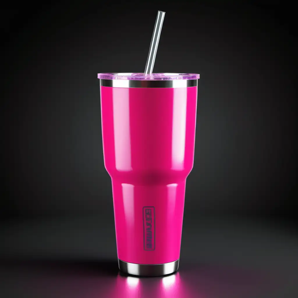 Digital chibi bright pink quencher h2.0 flowstate 40oz stanley tumbler, transparent background