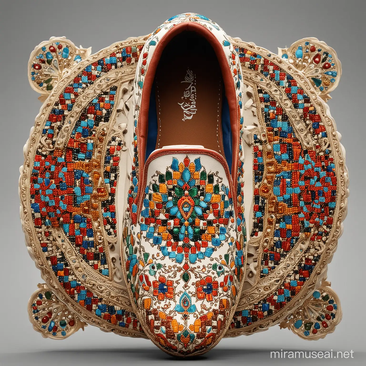 design a shoe including the culture Figures of Mevlana and Konya province of Turkey