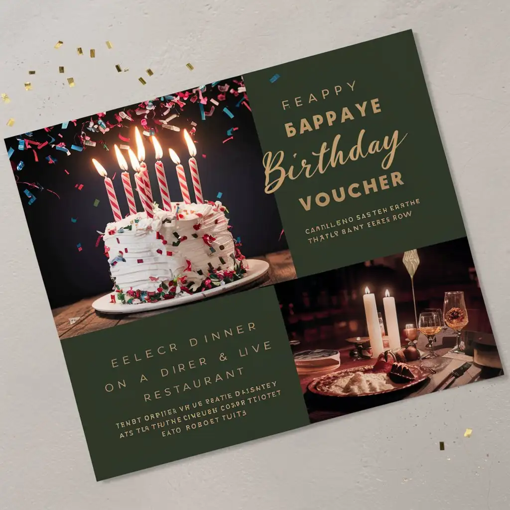 generate a voucher for a birhtday day that contains an event, like a theather or a show, as well as a dinner 