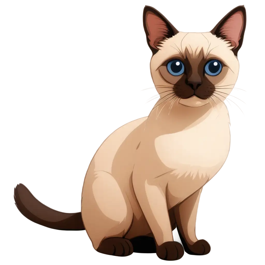 a cute seal-tabby point siamese cartoon cat