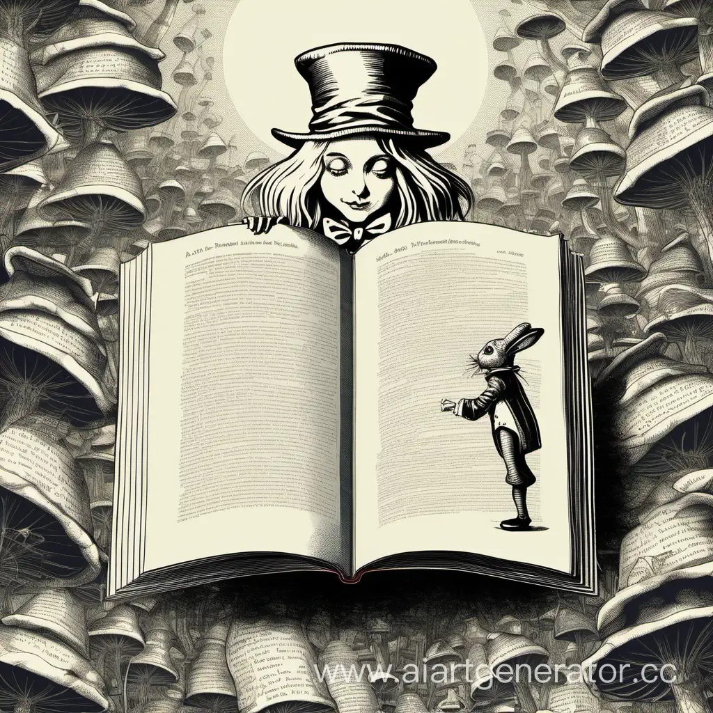 Человек читает книгу. На изображении должно быть видно название книги: Алиса в стране чудес.