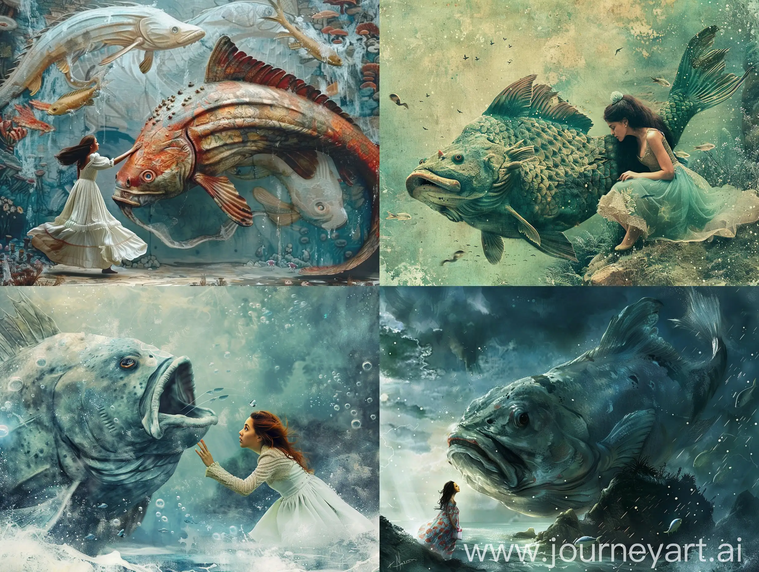 Surreal-Illustration-of-a-Woman-with-Giant-Fish-Fantasy-Art-Concept