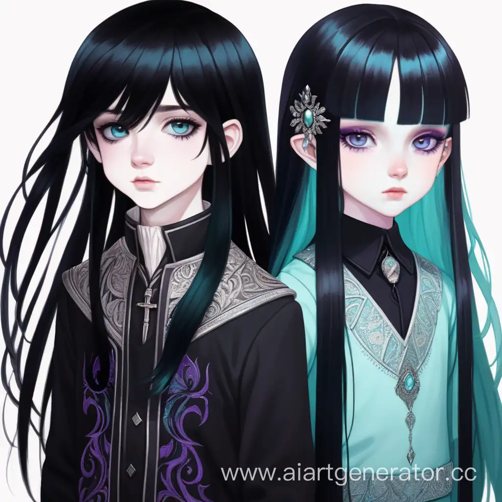 Portrait-of-a-Boy-with-Black-Hair-and-a-Girl-with-Intricate-Eyes