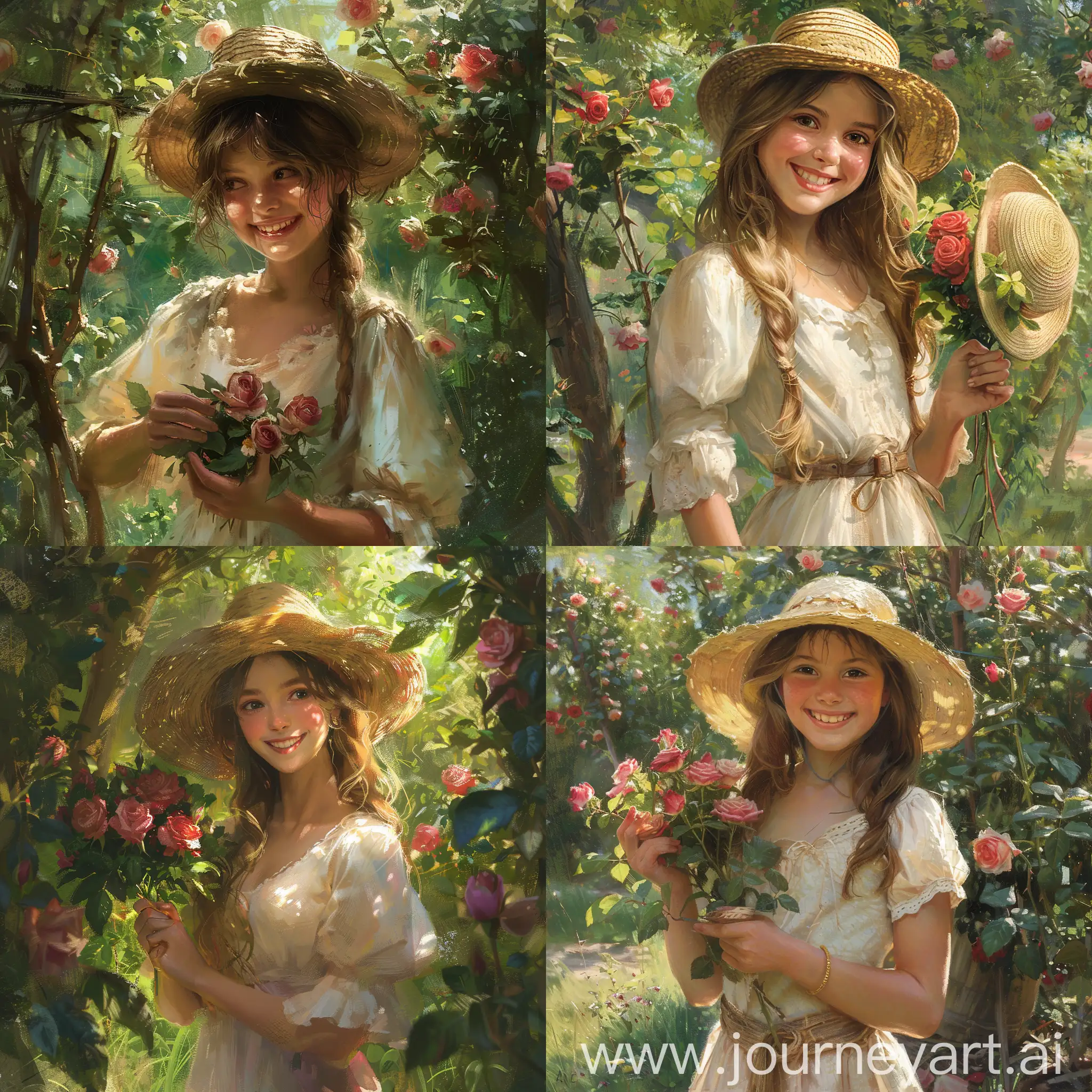 Graceful-Girl-Holding-Roses-in-Garden-with-Straw-Hat