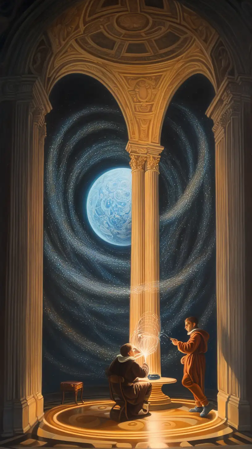  light painting, convex, art by annibale carracci, scroll painting, Sci-Fi, dream world, dark fantasy, by atey ghailan